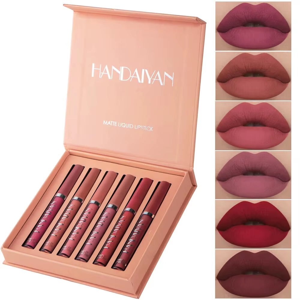 LuxeMatte™ by Handaiyan – 6-Piece Waterproof Matte Lipstick Set